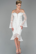 Midi White Laced Invitation Dress ABK1042