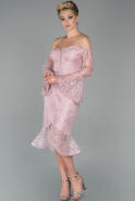 Midi Powder Color Laced Invitation Dress ABK1042