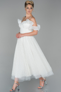 Midi White Evening Dress ABK1035
