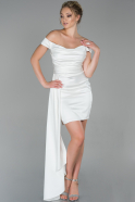White Short Satin Invitation Dress ABK1039