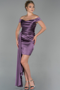 Short Lavender Satin Invitation Dress ABK1039