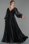 Black Long Satin Evening Dress ABU1588