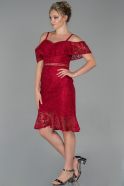 Short Red Laced Invitation Dress ABK1050