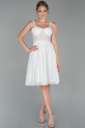 Short White Dantelle Invitation Dress ABK1052