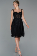 Short Black Dantelle Invitation Dress ABK1052