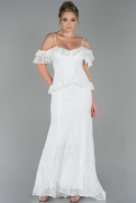 Long White Dantelle Evening Dress ABU1832