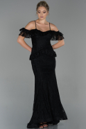 Long Black Dantelle Evening Dress ABU1832