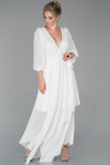 Long White Chiffon Evening Dress ABU1834