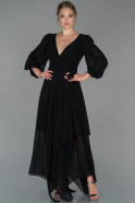 Black Long Chiffon Invitation Dress ABU1729