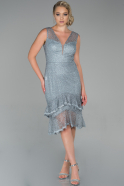 Grey Short Laced Invitation Dress ABK839