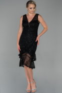 Black Short Laced Invitation Dress ABK839