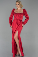 Long Red Satin Evening Dress ABU1829
