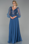 Long Indigo Chiffon Evening Dress ABU1837