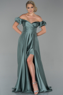 Long Turquoise Satin Evening Dress ABU1840