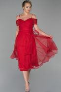 Midi Red Evening Dress ABK1068