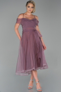 Rose Colored Midi Evening Dress ABK1068