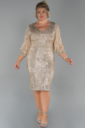 Gold Short Plus Size Evening Dress ABK631