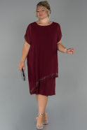 Short Burgundy Chiffon Plus Size Evening Dress ABK1071