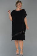 Short Black Chiffon Plus Size Evening Dress ABK1071