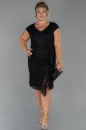 Short Black Dantelle Plus Size Evening Dress ABK1072