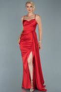 Long Red Satin Engagement Dress ABU1850