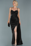 Long Black Satin Engagement Dress ABU1850
