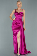 Long Fuchsia Satin Engagement Dress ABU1850