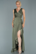 Long Olive Drab Satin Plus Size Evening Dress ABU1852