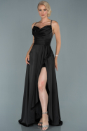 Long Black Satin Engagement Dress ABU1764