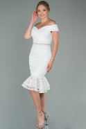 Midi White Dantelle Invitation Dress ABK1088