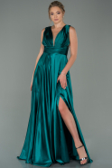 Emerald Green Long Satin Evening Dress ABU1737