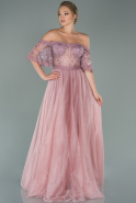 Rose Colored Long Evening Dress ABU1684