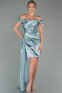 Short Turquoise Satin Invitation Dress ABK1085