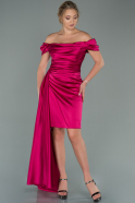 Short Fuchsia Satin Invitation Dress ABK1085