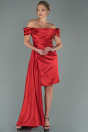 Short Red Satin Invitation Dress ABK1085