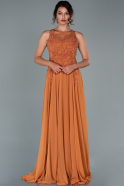 Long Light Brown Chiffon Evening Dress ABU1867
