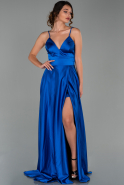 Sax Blue Long Satin Evening Dress ABU1458