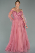 Rose Colored Long Evening Dress ABU1579