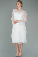 Midi White Dantelle Invitation Dress ABK1089