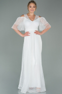 Long White Dantelle Evening Dress ABU1866
