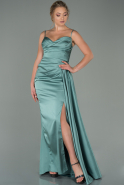 Long Turquoise Satin Engagement Dress ABU1850