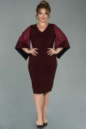 Burgundy Short Plus Size Evening Dress ABK809