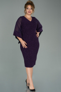 Short Dark Purple Plus Size Evening Dress ABK809