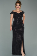 Long Black Oversized Evening Dress ABU537