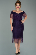 Dark Purple Short Laced Plus Size Evening Dress ABK957