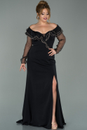 Long Black Plus Size Evening Dress ABU1845