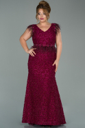 Long Burgundy Laced Plus Size Evening Dress ABU1873
