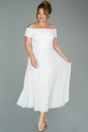 Midi White Oversized Evening Dress ABK1076