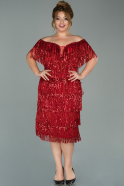Red Short Plus Size Evening Dress ABK816