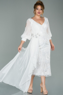 Midi White Oversized Evening Dress ABK1075
